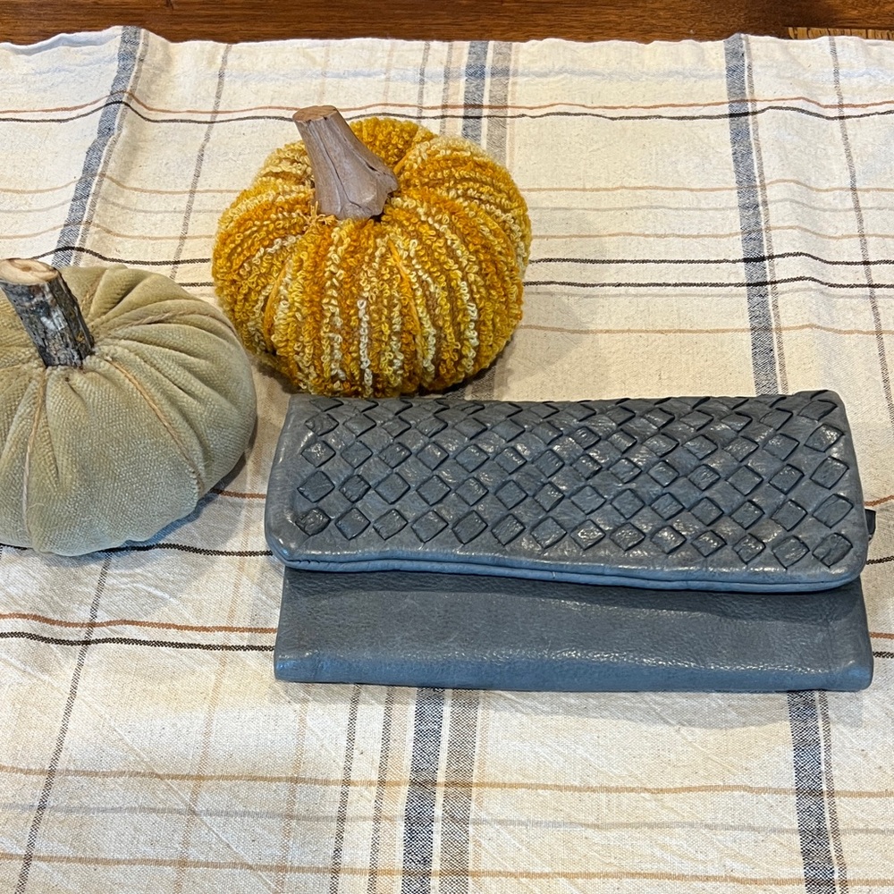 Gray Woven Clutch
